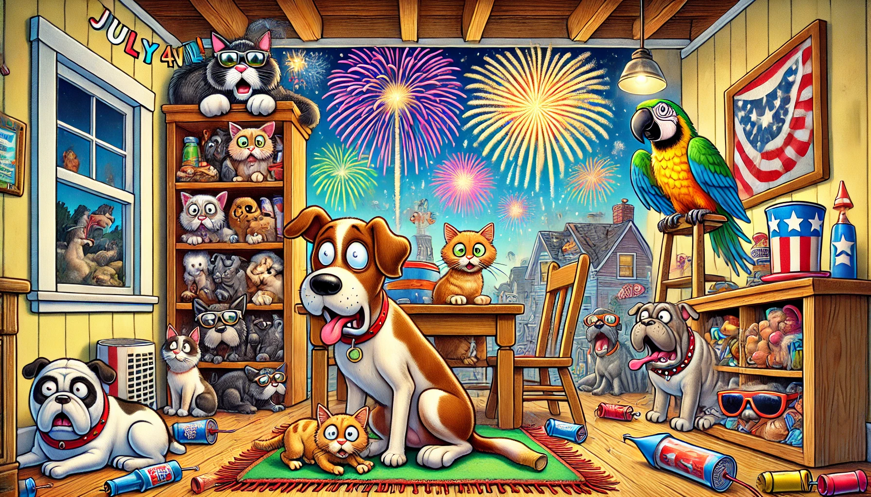 "Fireworks and Furballs - The Hilarious July 4th Adventures of Barksville's Bravest Pets"